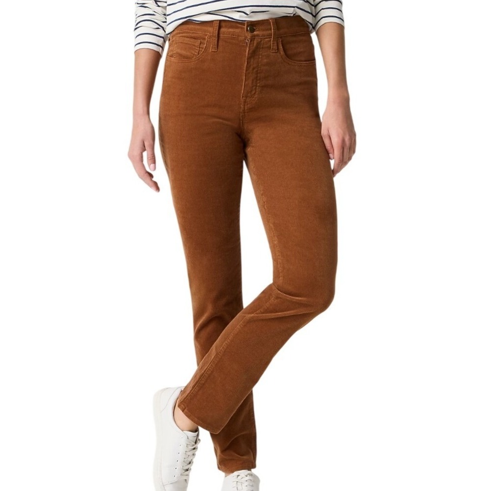 J.Crew Womens High Rise Straight Corduroy Pants Brown BT006 Size 26 NEW $128
